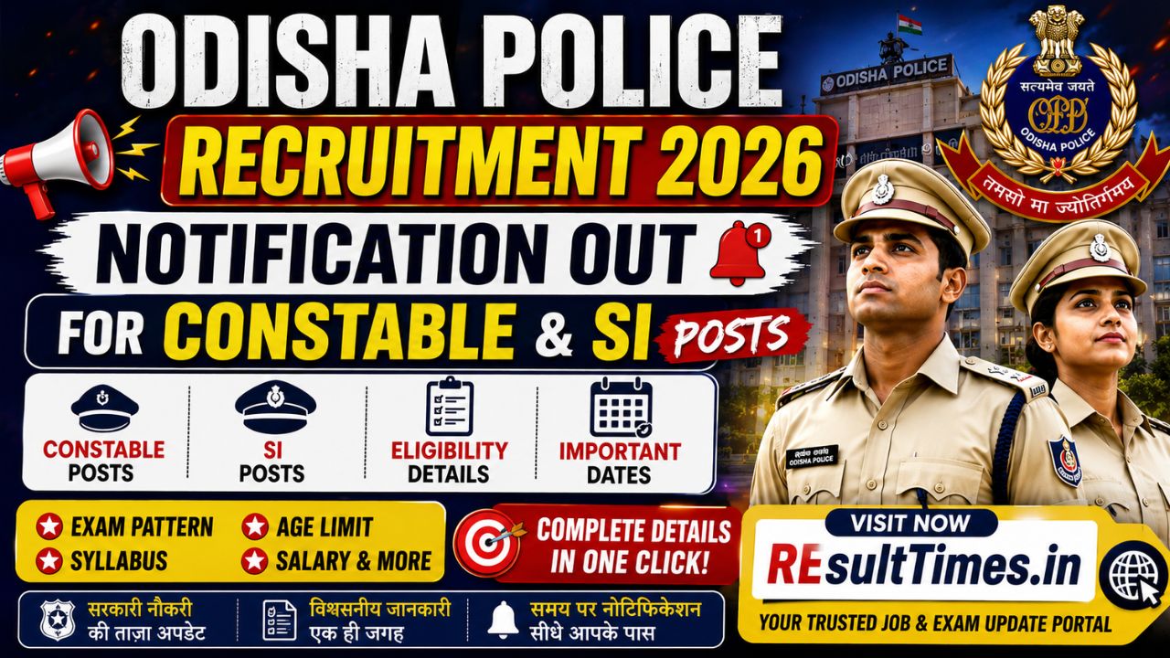 Odisha Police Recruitment 2026 Notification Out for Constable and SI Posts