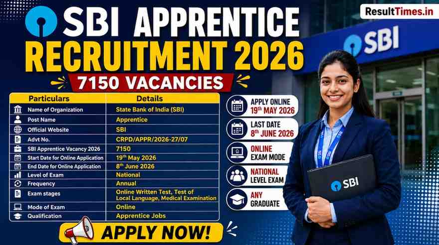 SBI Apprentice Recruitment 2026 – Notification Out, Apply Online for 7150 Posts