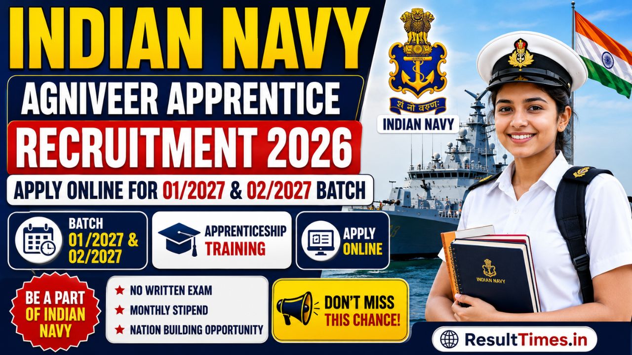 Indian Navy Agniveer Apprentice Recruitment 2026 Apply Online for 01/2027 & 02/2027 Batch