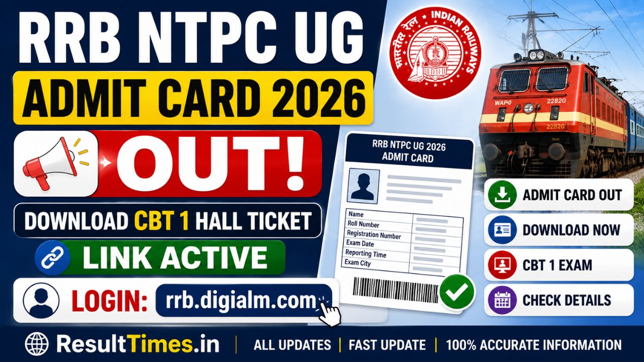 RRB NTPC UG Admit Card 2026 Out: Download CBT 1 Hall Ticket Link Active, Login rrb.digialm.com