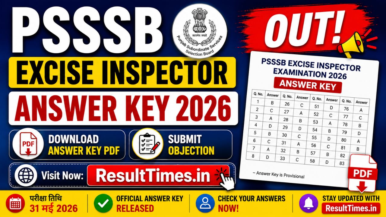 PSSSB Excise Inspector Answer Key 2026 Out – Download PDF